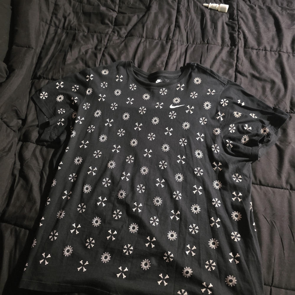 Nike Black Tee with White Geometric Design
